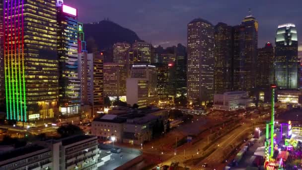 香港の建物と高層ビル夜景 — ストック動画