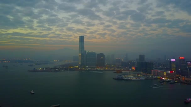 Вид Воздуха Гавань Виктория Гонконге — стоковое видео