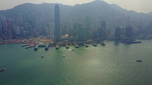 Vista Aérea Hong Kong Victoria Harbor — Vídeo de stock