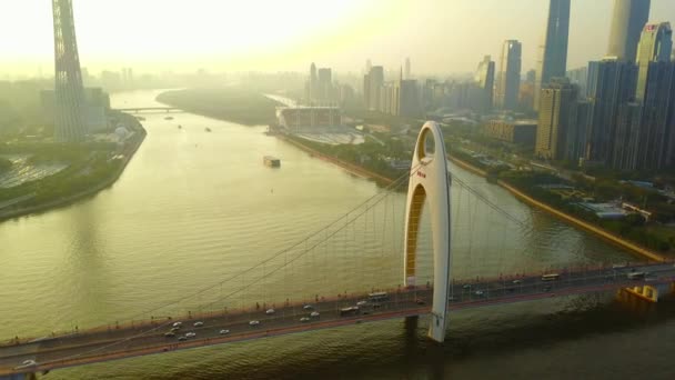 Landmark Binası Canton Kulesi Guangzhou Çin Finans Bölgesi — Stok video