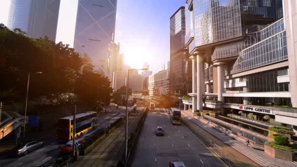 Bullicioso Distrito Financiero Hong Kong — Vídeo de stock