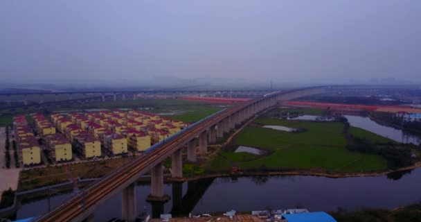 Letecké Záběry Vysokorychlostní Železnice Číně — Stock video