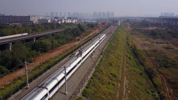 Letecké Záběry Vysokorychlostní Železnice Číně — Stock video
