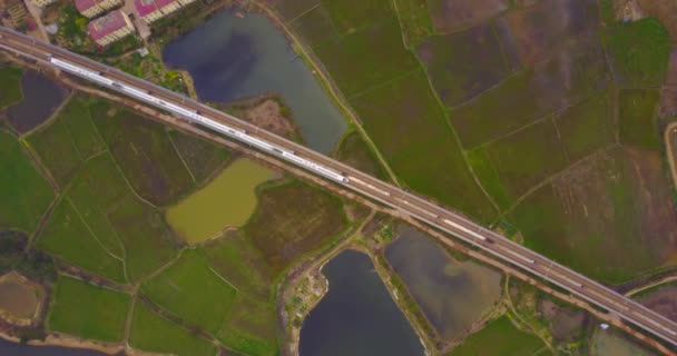 Riprese Aeree Della Ferrovia Alta Velocità Cina — Video Stock