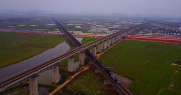 Chine Train Grande Vitesse Transport Paysages Ruraux — Video