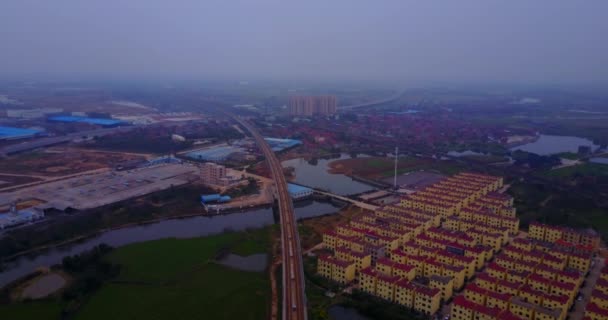 Luftfotos Højhastighedstog Jernbane Kina – Stock-video