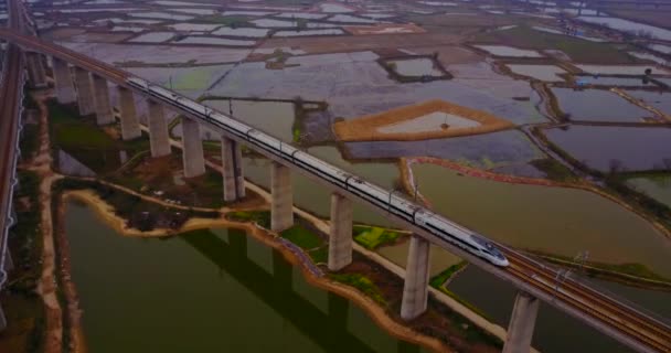 Chine Train Grande Vitesse Transport Paysages Ruraux — Video