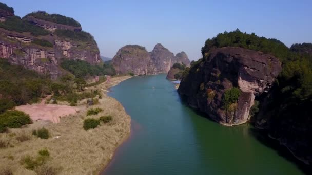 Schöne Luftaufnahme Des Malerischen Flusses Den Bergen — Stockvideo