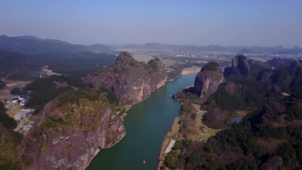 Schöne Luftaufnahme Des Malerischen Flusses Den Bergen — Stockvideo