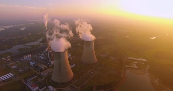 Thermal Power Plant Aerial View — Stock Video