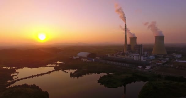 Thermal Power Plant Aerial View — Stock Video