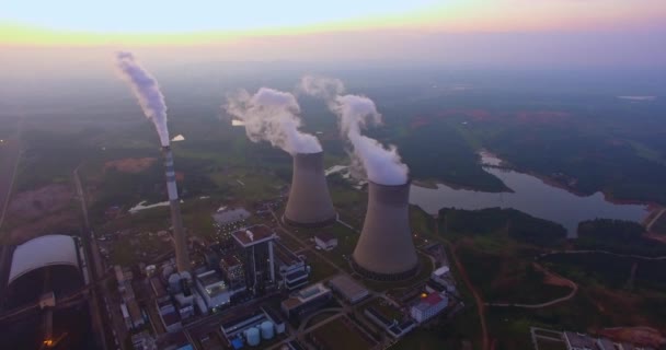Vzdušné Zobrazení Tepelných Elektráren — Stock video