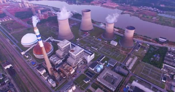 Vzdušné Zobrazení Tepelných Elektráren — Stock video