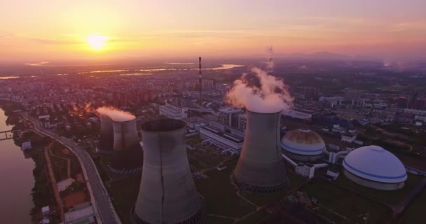 Вид Воздуха Теплоэлектростанции — стоковое видео