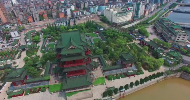 Aerial View Tengwang Pavilion City Scenery Nanchang Jiangxi China — Stock Video