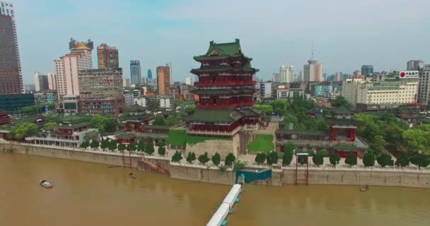 Veduta Aerea Del Padiglione Tengwang Paesaggio Urbano Nanchang Jiangxi Cina — Video Stock