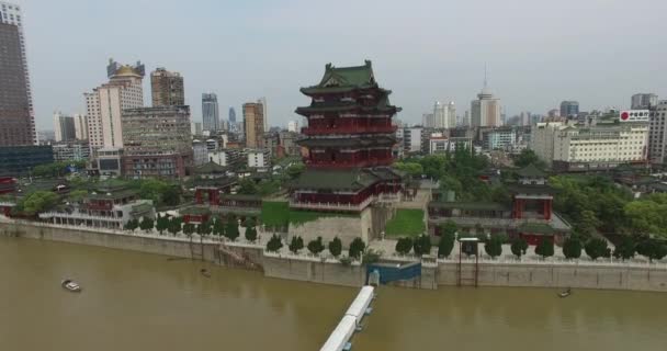 Vue Aérienne Pavillon Tengwang Paysage Ville Nanchang Jiangxi Chine — Video