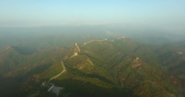 Kina Jinshanling Kinesiska Muren Flygfoto — Stockvideo