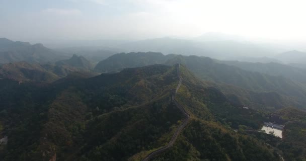 China Jinshanling Great Wall Aerial View — Stock Video