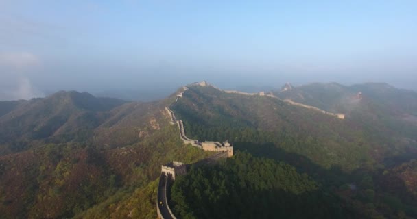 Kina Jinshanling Kinesiska Muren Flygfoto — Stockvideo
