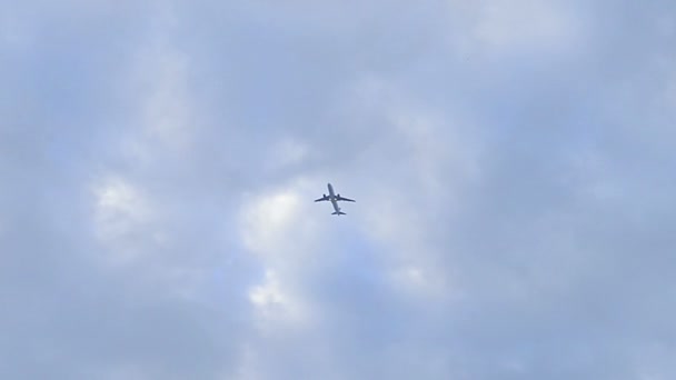 Avião Voando Céu Nublado — Vídeo de Stock