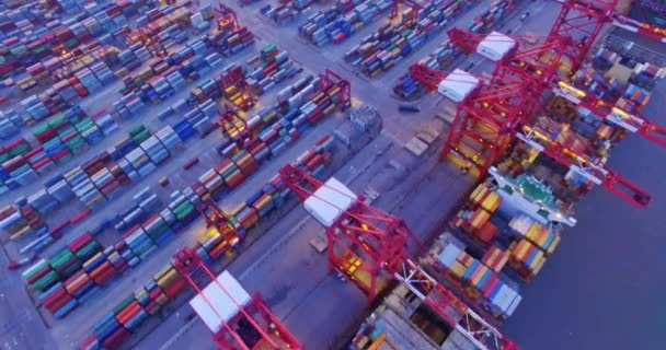 Aerial View China Modern Közlekedési Terminál Konténerekkel — Stock videók