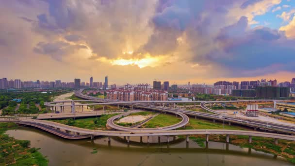 Вид Воздуха Шанхайский Спиральный Мост — стоковое видео