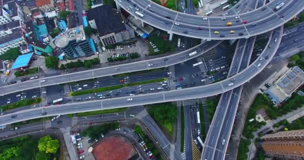 Letecký Pohled Spirálový Most Shanghai Nanpu — Stock video