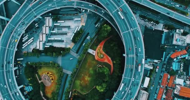 Luchtfoto Van Shanghai Nanpu Spiraalbrug — Stockvideo