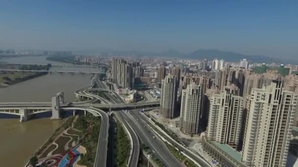 Nanchang City Architecture Traffic Cina Scenario Cavalcavia — Video Stock