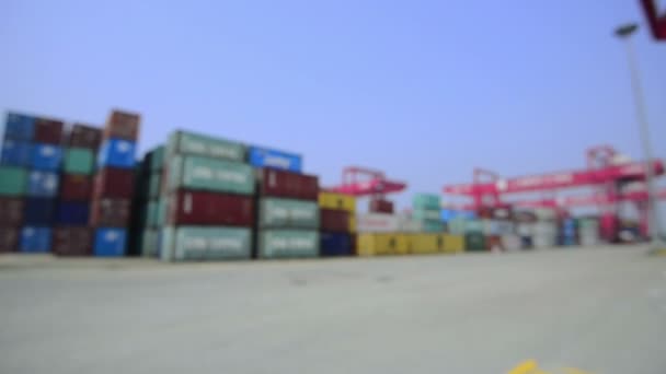 Container Terminal Cina Offuscata Concetto Trasporto — Video Stock