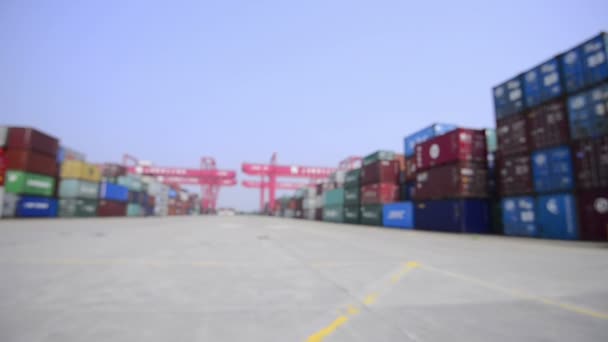 Borrosa Terminal Contenedores China Concepto Transporte — Vídeo de stock