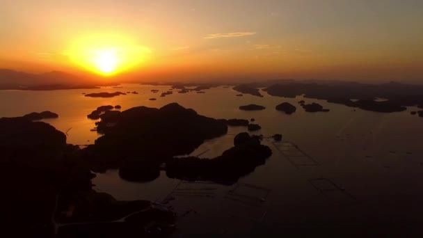 日落时中国岛屿的空中景观 — 图库视频影像