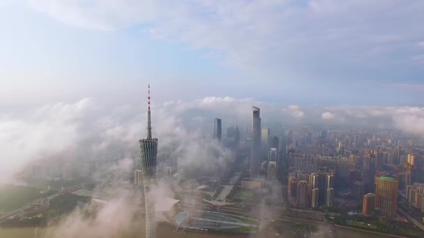Widok Powietrza Panoramę Miasta Guangzhou Wieżowce Prowincja Guangdong Chiny — Wideo stockowe