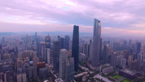 Αεροφωτογραφία Του Ορίζοντα Της Πόλης Guangzhou Και Ουρανοξύστες Τοπίο Επαρχία — Αρχείο Βίντεο