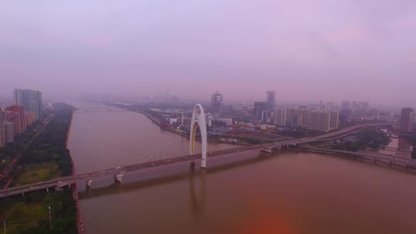 Vista Aerea Dello Skyline Della Città Guangzhou Del Paesaggio Dei — Video Stock