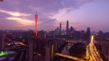 Guangzhou şehrinin havadan görünüşü