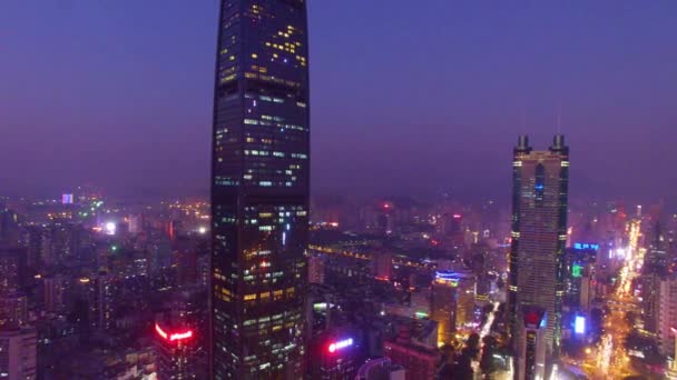 Letecký Letoun Pohled Město Guangzhou Noci — Stock video