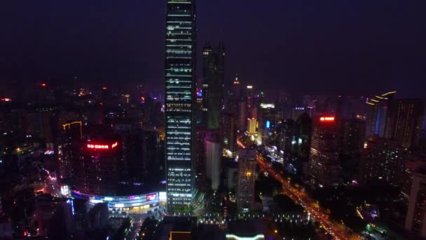 Αεροφωτογραφία Drone Της Guangzhou Πόλης Νύχτα — Αρχείο Βίντεο