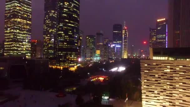 Αεροφωτογραφία Drone Της Guangzhou Πόλης Νύχτα — Αρχείο Βίντεο