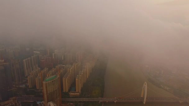 Légi Drón Kilátás Guangzhou Város Naplementekor — Stock videók