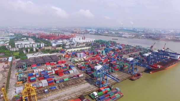 Veduta Aerea Drone Della Cina Container Terminal Moderno — Video Stock
