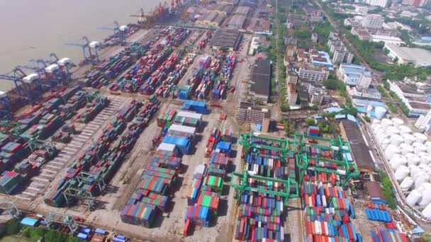 Luchtdrone Uitzicht China Moderne Container Terminal — Stockvideo