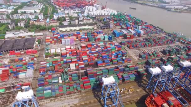 Letecký Bezpilotní Pohled China Modern Container Terminal — Stock video