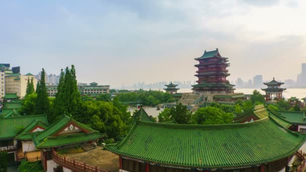 Rio Jiangxi Nanchang Ambos Lados Pavilhão Príncipe Teng — Vídeo de Stock