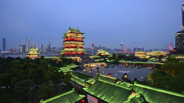 Řeka Jiangxi Nanchang Obou Stranách Pavilonu Prince Tenga — Stock video