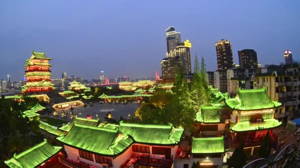 Río Jiangxi Nanchang Ambos Lados Del Pabellón Del Príncipe Teng — Vídeo de stock