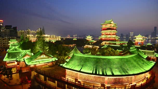 Jiangxi Nanchang River Both Sides Pavilion Prince Teng — Stock Video