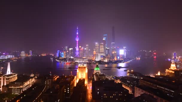 Воздушный Вид Современный Город Ночью Китай Азия — стоковое видео
