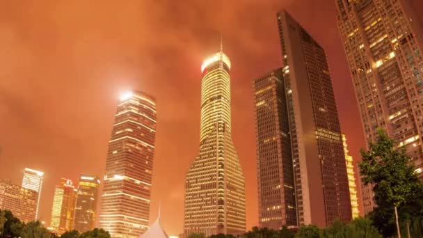 Widok Nocy Oświetlonego Miasta Azji — Wideo stockowe
